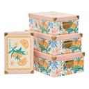 5Five Eden Lot 4 Boîtes Rangement Déco Motif Agrumes Rose