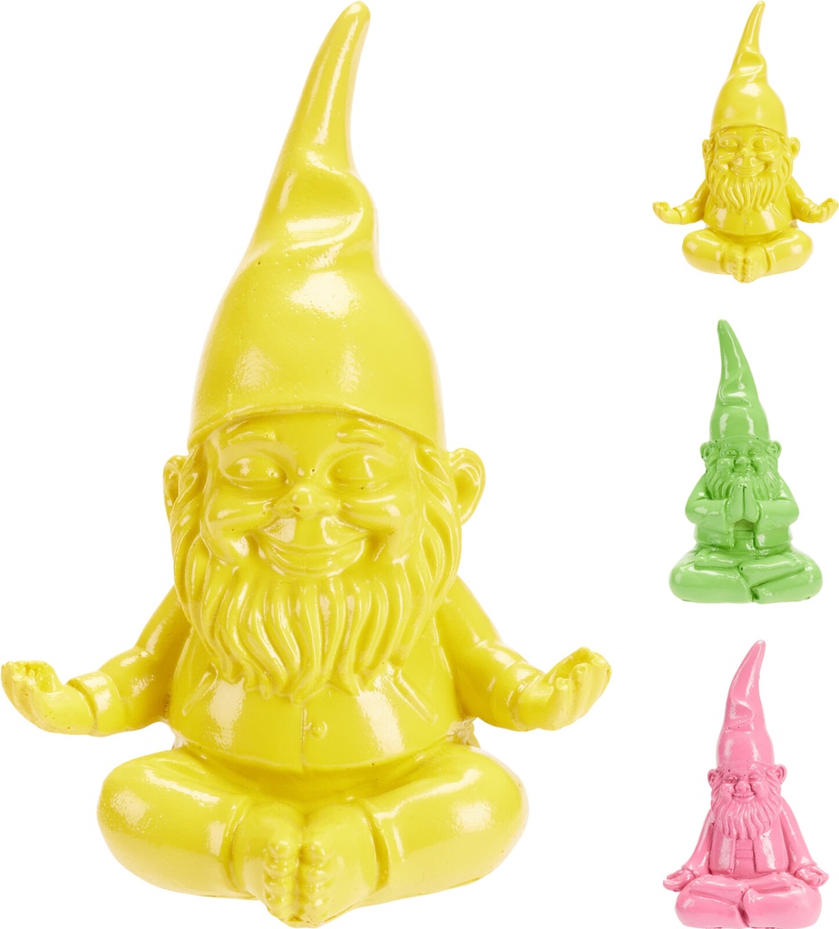Gnome Yoga Décoratif 19,5 cm - 3 Couleurs Assorties