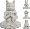 Statues Chats Yoga Méditation Zen Résine Grise - 3 Modèles Disponibles
