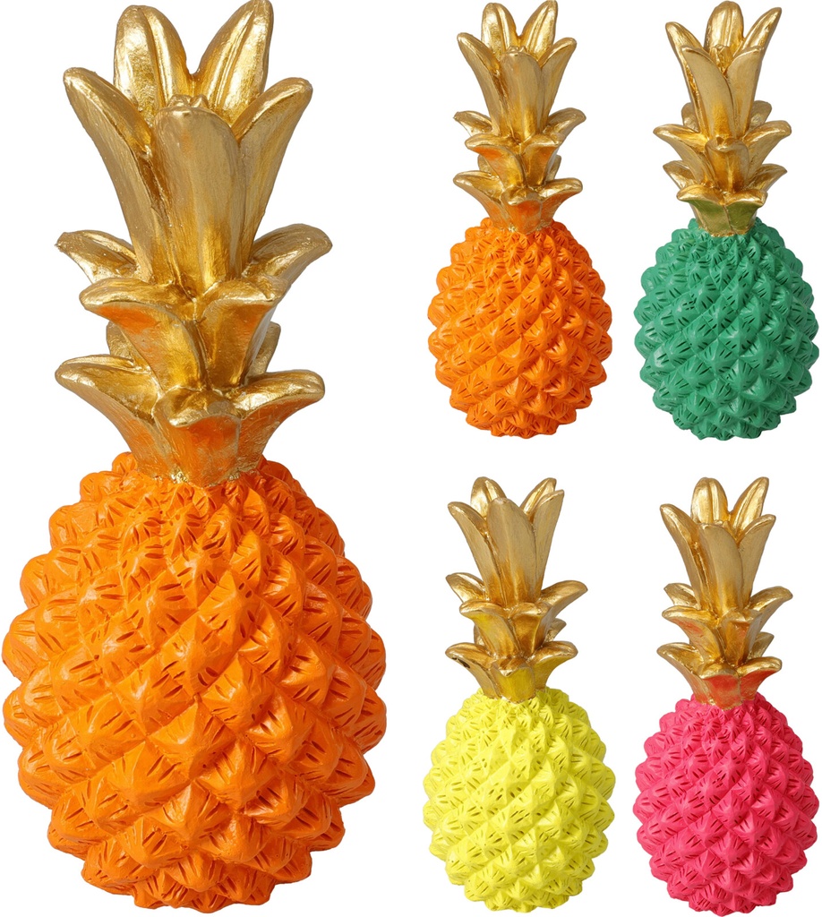 Ananas Décoratif Résine H.25cm D.10cm Doré - 4 Coloris Disponibles