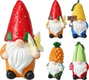 Figurine Gnome Jardin Chapeau Fruit en Résine 8cm - 4 Motifs Disponibles