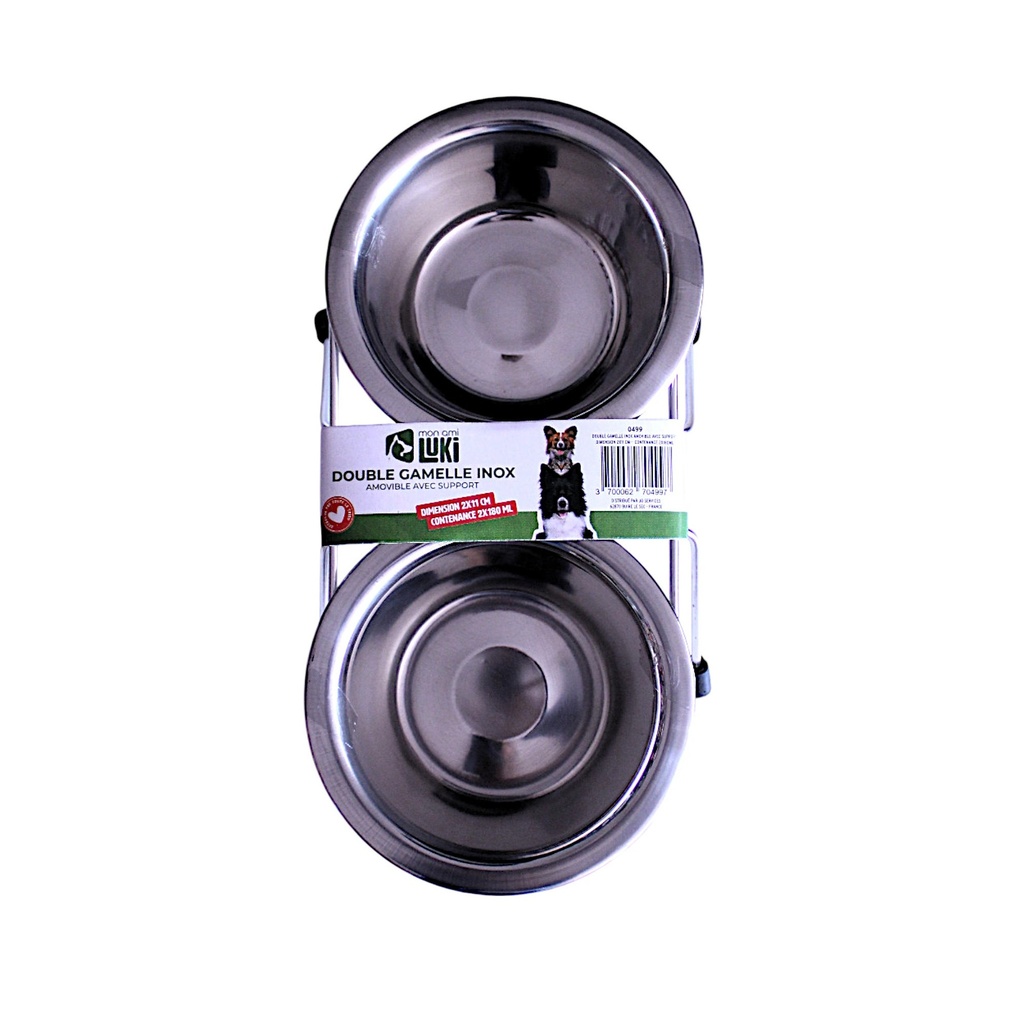 Double Gamelle Inox avec Support 2x11cm 2x180ml