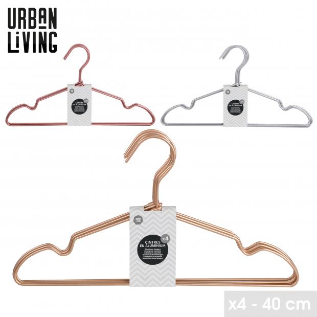 Urban Living - Cintres Aluminium Lot de 4, 40cm, Or, Argent, Or Rose Mat