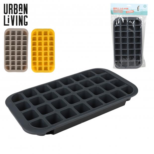 Urban Living LIBERTY Bac à glaçons silicone, 32 cubes, avec support, 3 couleurs