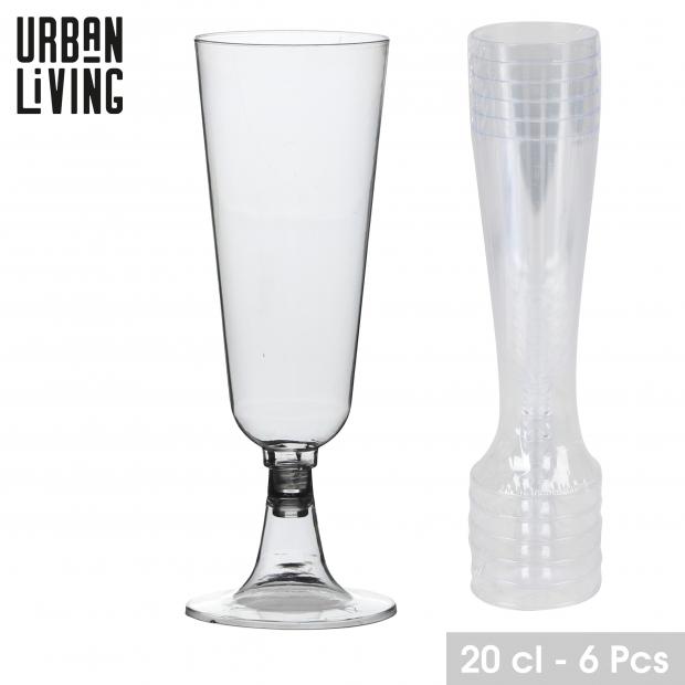 Urban Living Flûtes à Champagne Réutilisables Plastique Transparent 20cl x6