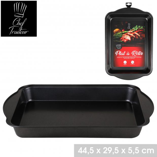 Plat à Rôtir Chef Traiteur Antiadhésif Noir 44,5x29,5x5,5 cm