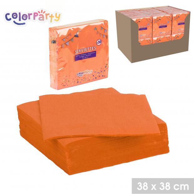 Colorparty Serviettes en Papier Jetables Orange 30 pièces 38x38 cm
