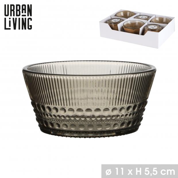 Urban Living Coupelle verre cannelé perlé marron fumé Ø 11 cm