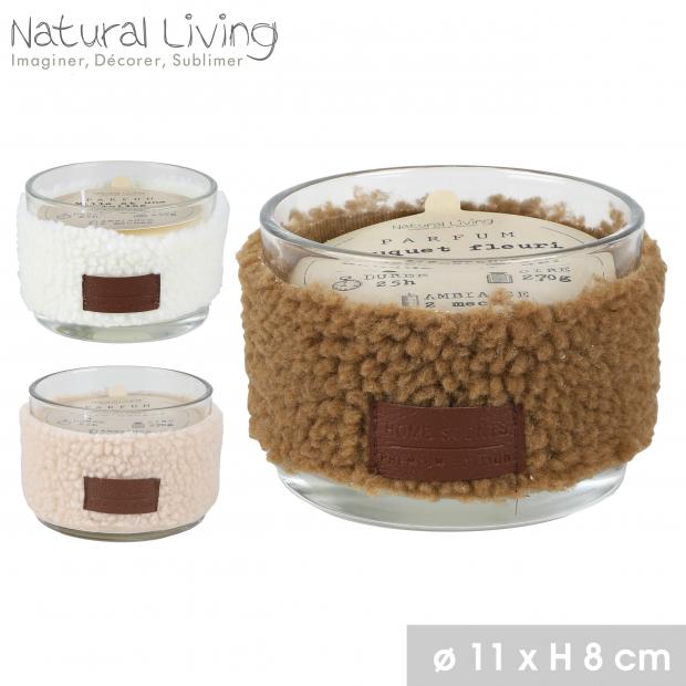 Natural Living Bougie Parfumée Effet Teddy 3 Parfums Assortis Ø11xH8cm