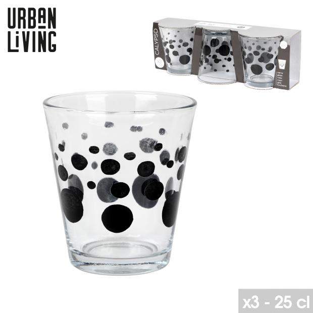 Urban Living Calypso Gobelets Verre Noir Lot de 3 x 25 cl