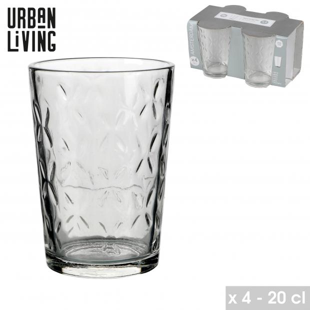 Urban Living Amsterdam Gobelet Verre Texturé Lot de 4 - 20 cl