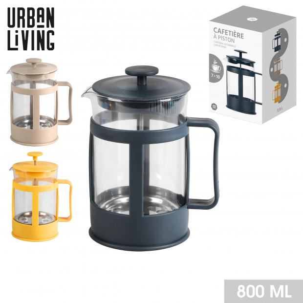 Urban Living LIBERTY Cafetière à Piston 800ml Verre - 3 Couleurs Assorties