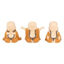 Bouddha Baya Lot 3 Statuettes Rieur Résine Assorties H. 16 cm