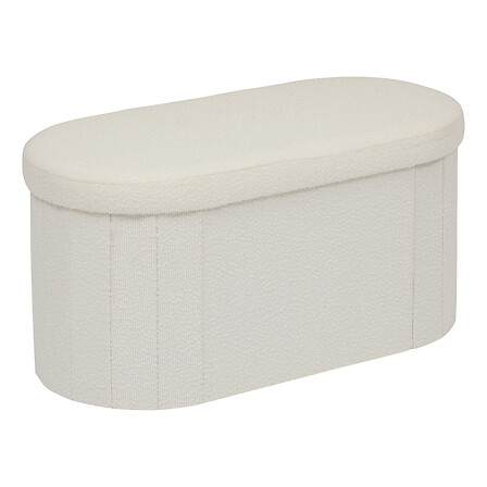 Atmosphera Pouf Pliant Double Ovale Fink Rangement Bouclette Blanc 76x38 cm