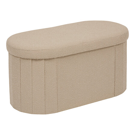 Atmosphera Pouf Pliant Double Fink Bouclette Taupe 76x38 cm