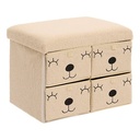 Atmosphera Pouf Pliant Enfant Ezzio Bouclette Beige 4 Tiroirs Visage