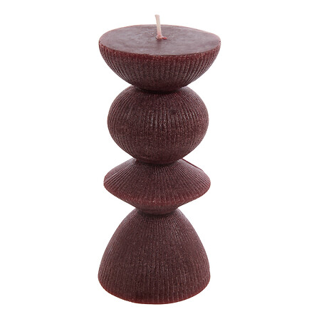 Bougie Décorative Atmosphera Homy Totem Bordeaux Côtelée 15cm