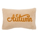Coussin Atmosphera Sherpa Broderie Automne Beige 30x50 cm