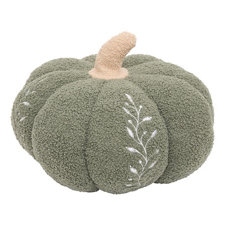 Atmosphera Coussin Citrouille Bouclette Vert Broderie Automne 32x18 cm