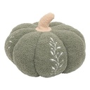 Atmosphera Coussin Citrouille Bouclette Vert Broderie Automne 32x18 cm
