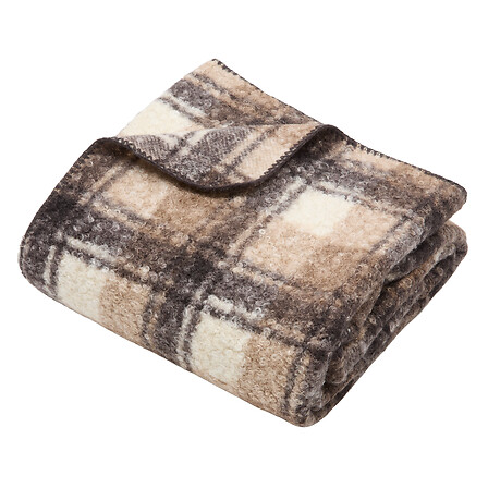 Atmosphera Plaid Bouclette Carreaux Automne Beige 130x170 cm