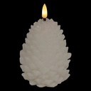 Bougie LED Atmosphera pomme de pin blanche pailletée 13 cm