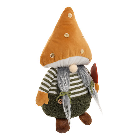 Atmosphera Gnome Sopi Peluche Assis Chapeau Champignon Orange Vert 25cm