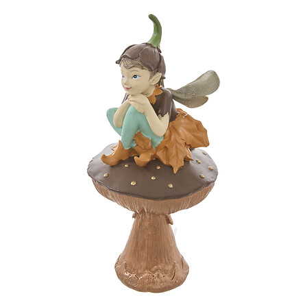 Atmosphera Statuette Fée Assise Champignon Résine 20cm