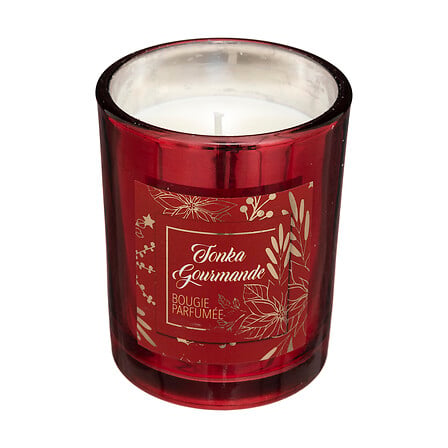 Atmosphera Bougie Parfumée Tonka Gourmande Rouge Verre 8x10cm 210g