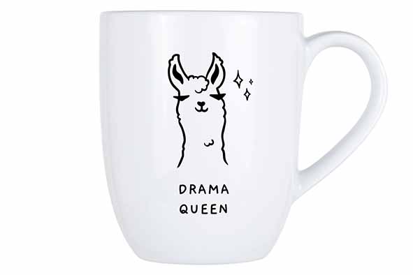 Essentials By Cosy & Trendy Tasse Drama Queen Llama 45cl Blanche Céramique