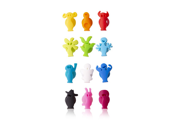Vacu Vin Marques-verres Party People, lot de 12 multicolores à ventouse