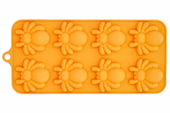 Birkmann Moule Pâtisserie Silicone Halloween 8 Empreintes Araignée Orange