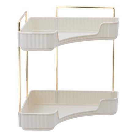 5Five Étagère d'angle Alba 2 niveaux plastique blanc métal doré 29,3 cm