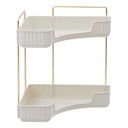 5Five Étagère d'angle Alba 2 niveaux plastique blanc métal doré 29,3 cm