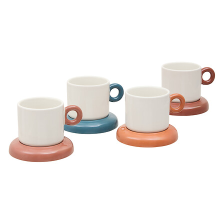Atmosphera Homy - Coffret 4 Tasses à Espresso Grès 11cl Multicolore