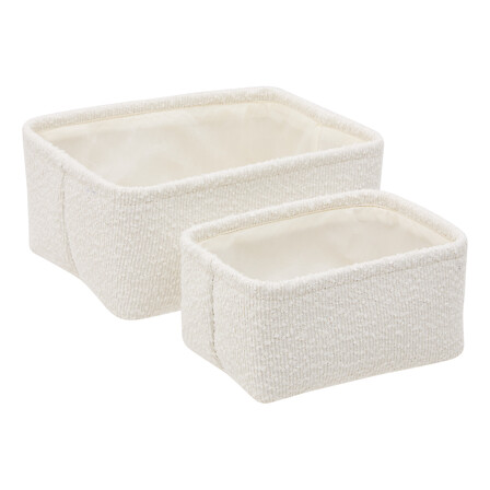 5Five Lot 2 Paniers Rangement Bouclette Rectangulaires Blanc