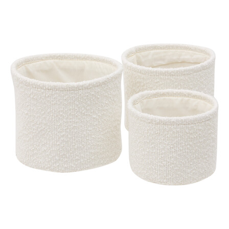 5Five Simply Smart Lot de 3 Paniers Rangement Bouclette Polyester Blanc