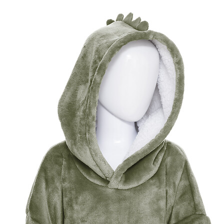 Atmosphera Sweat Plaid à Capuche Dinosaure Flanelle Sherpa Vert Enfant