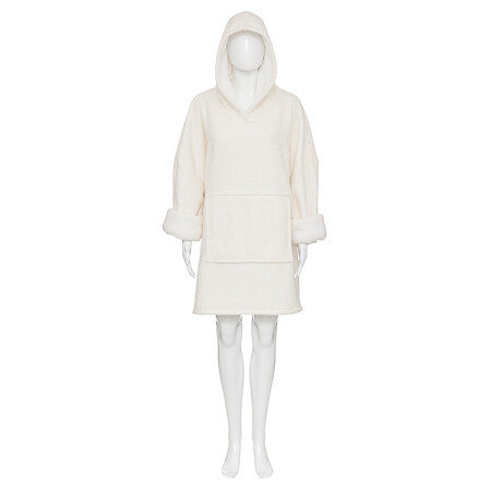 Atmosphera Plaid à Capuche Doux Bouclette Ivoire