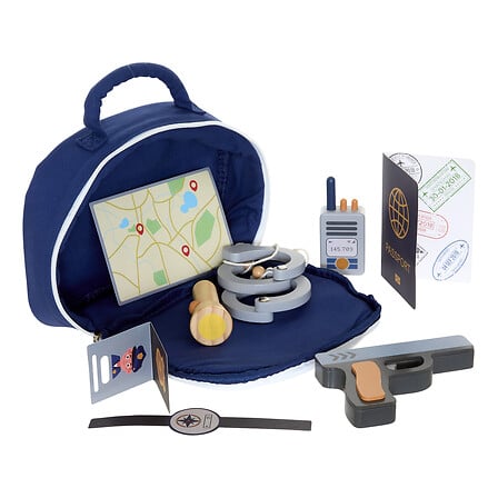 Atmosphera Lior Trousse Jeu Imitation Police Acc. Bois Bleu Marine