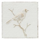 Atmosphera Déco Murale Varo Oiseau Métal Blanc Vieilli 26x26cm