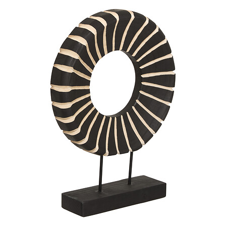 Atmosphera Objet Déco Nyero, Bois Sculpté Noir & Naturel H.47cm