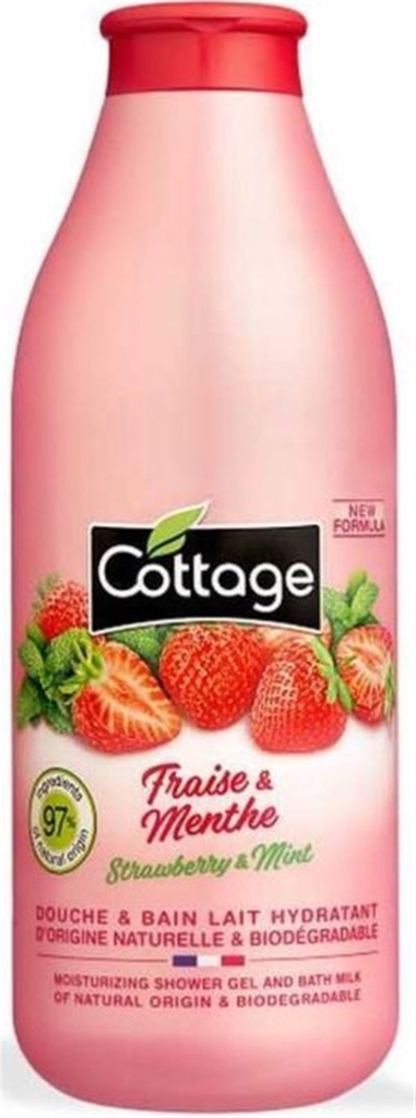 Cottage Douche & Bain Lait Hydratant Fraise Menthe 750ml 97% Naturel