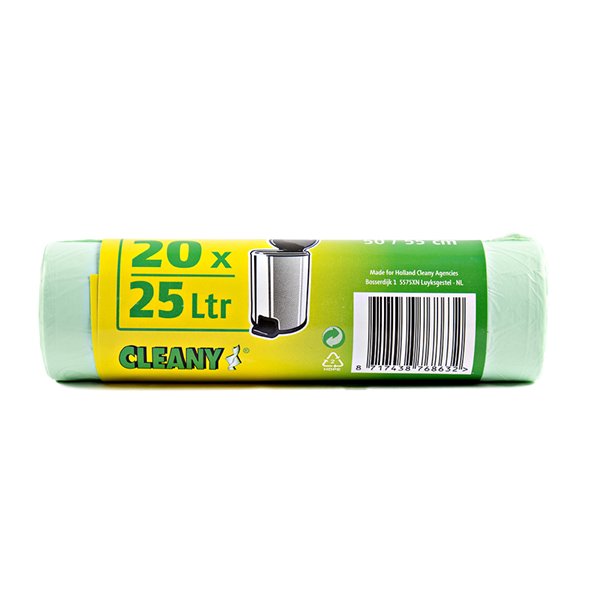 SACS POUBELLE VERT DE 25 LITRES - 20 PIÈCES - ÉPAISSEUR 7mu