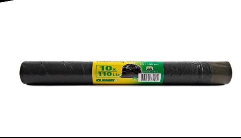 SACS POUBELLE AVEC LIEN DE 110 LITRES - ROULEAU DE 10 PIÈCES - ÉPAISSEUR 29mu