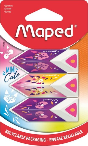 GOMME MINI CUTE - MAPED - 3 PIÈCES