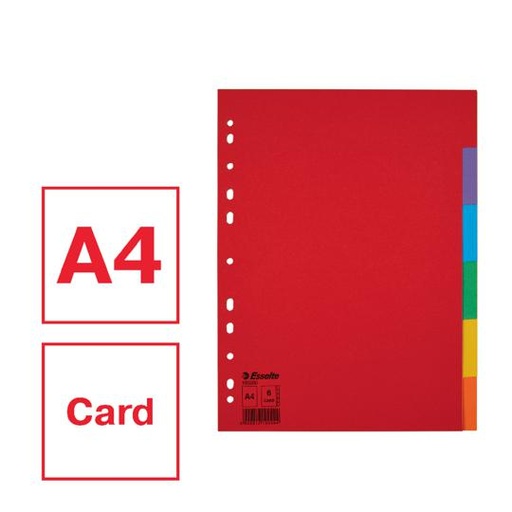 Esselte Intercalaire Carton Renforcé A4 6 Onglets Multicolores