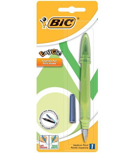 Bic EasyClic Stylo Plume Pointe Moyenne Vert Blister x1
