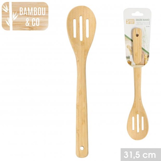 BAMBOU & CO - CUILLÈRE RAINURÉE EN BAMBOU - 31,5CM