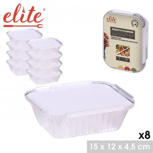 "LES INDISPENSABLES" BARQUETTES EN ALUMINIUM 15x12x4,5CM - 8 PIÈCES